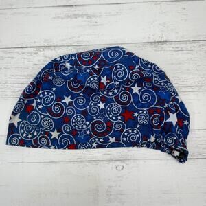 Red White Blue Stars Euro Style Scrub Hospital‎ Cap Hat Nurse OR Tech